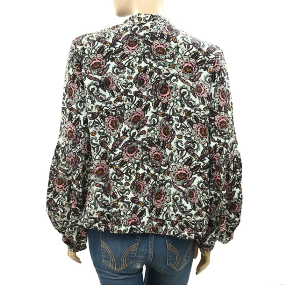Free People RARE stunning lightweight floral crewneck jacket, size medium. - Picture 4 of 13
